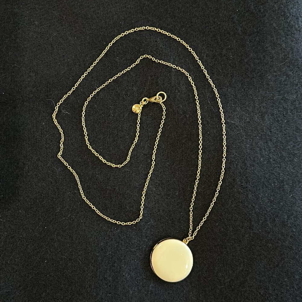J. Crew Cream Enamel Pendant on Gold Chain